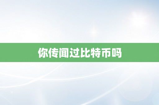你传闻过比特币吗