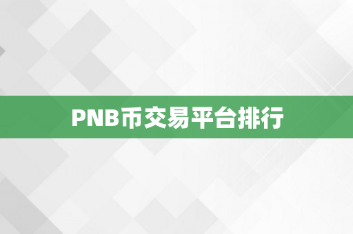 PNB币交易平台排行