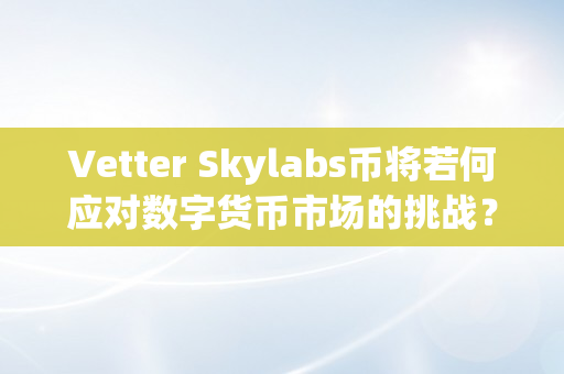 Vetter Skylabs币将若何应对数字货币市场的挑战？