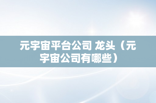 元宇宙平台公司 龙头（元宇宙公司有哪些）