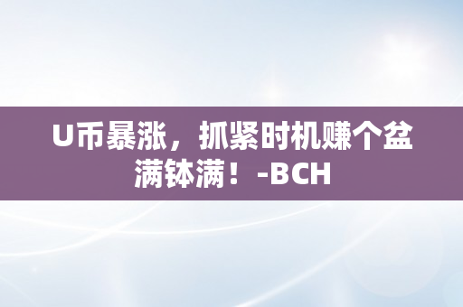 U币暴涨，抓紧时机赚个盆满钵满！-BCH
