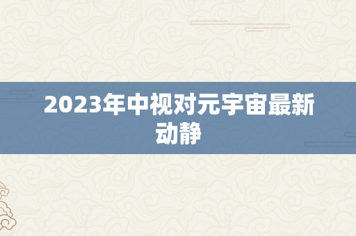 2023年中视对元宇宙最新动静