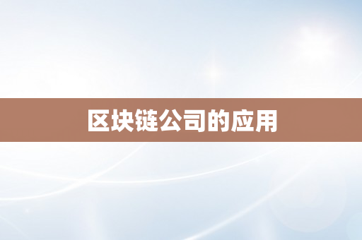 区块链公司的应用