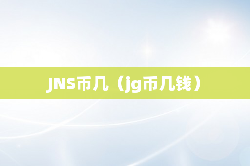 JNS币几（jg币几钱）