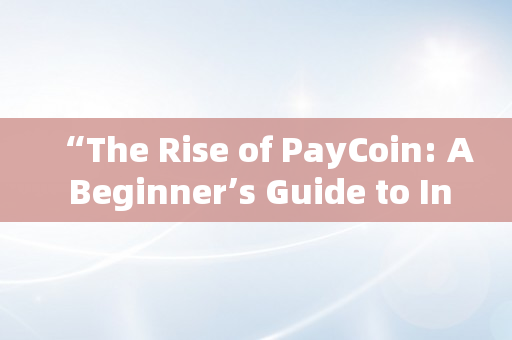 “The Rise of PayCoin: A Beginner’s Guide to Investing in Cryptocurrency”