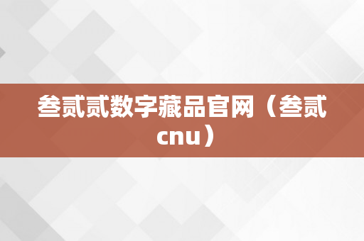 叁贰贰数字藏品官网（叁贰 cnu）