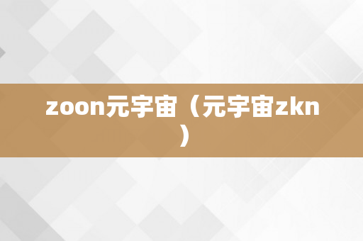 zoon元宇宙（元宇宙zkn）