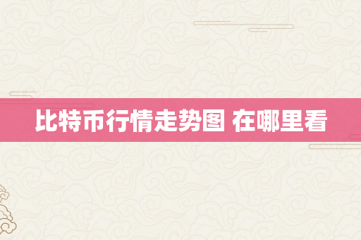 比特币行情走势图 在哪里看