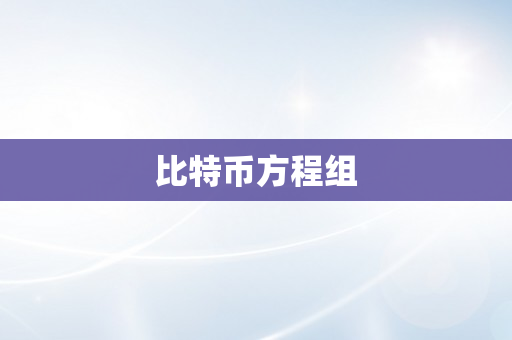 比特币方程组