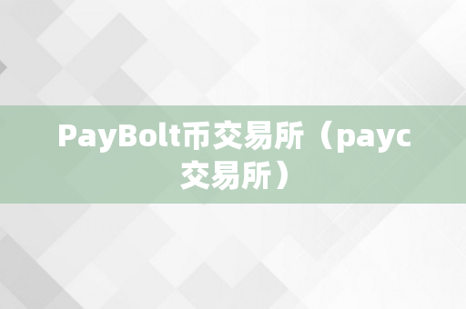 PayBolt币交易所（payc交易所）