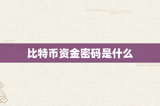 比特币资金密码是什么