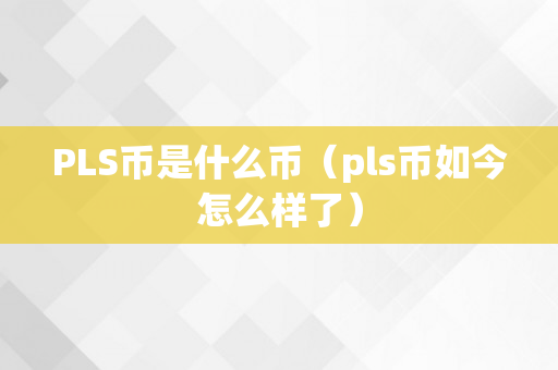 PLS币是什么币（pls币如今怎么样了）