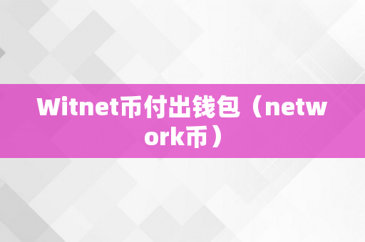 Witnet币付出钱包（network币）