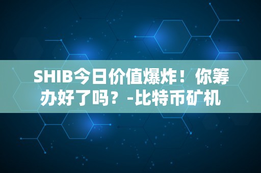 SHIB今日价值爆炸！你筹办好了吗？-比特币矿机