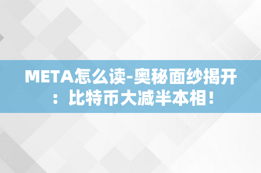 META怎么读-奥秘面纱揭开：比特币大减半本相！