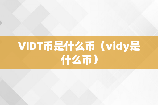 VIDT币是什么币（vidy是什么币）