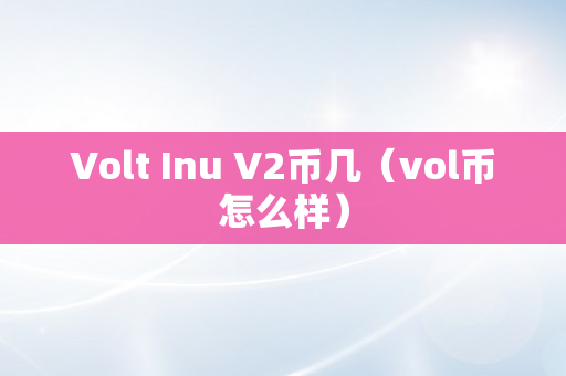 Volt Inu V2币几（vol币怎么样）