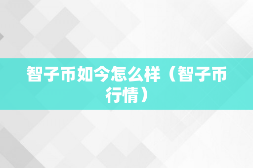智子币如今怎么样（智子币行情）