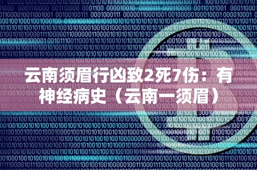云南须眉行凶致2死7伤：有神经病史（云南一须眉）