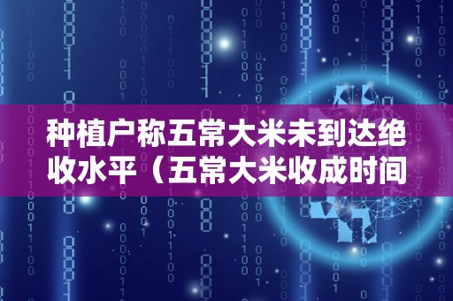 种植户称五常大米未到达绝收水平（五常大米收成时间）