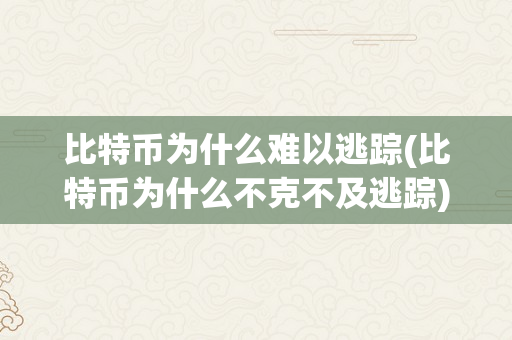 比特币为什么难以逃踪(比特币为什么不克不及逃踪)
