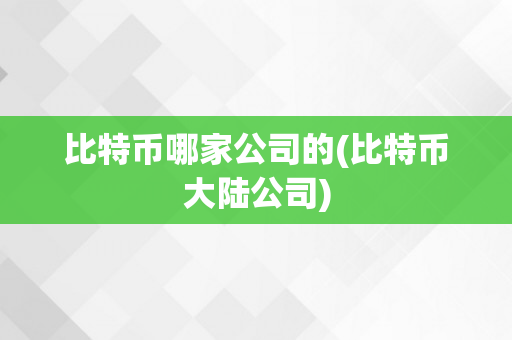 比特币哪家公司的(比特币大陆公司)