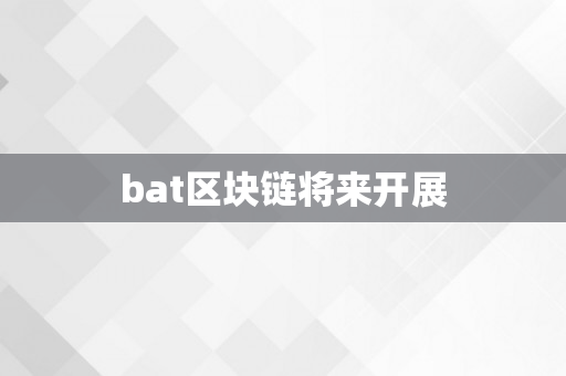 bat区块链将来开展