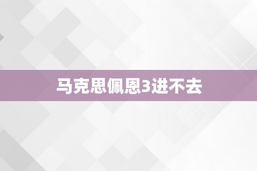 马克思佩恩3进不去