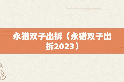 永猎双子出拆（永猎双子出拆2023）