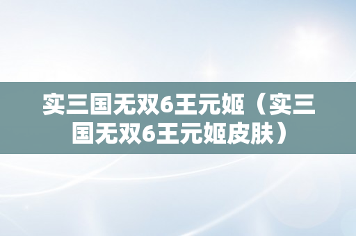 实三国无双6王元姬（实三国无双6王元姬皮肤）