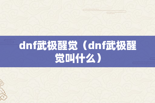 dnf武极醒觉（dnf武极醒觉叫什么）