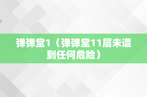 弹弹堂1（弹弹堂11层未遭到任何危险）