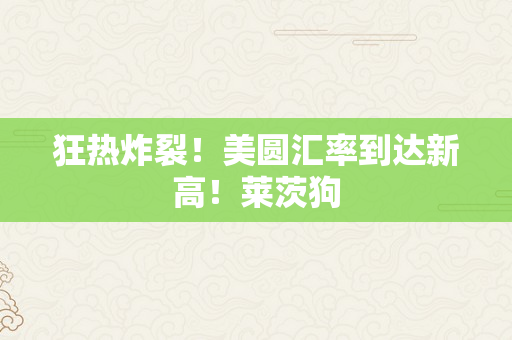 狂热炸裂！美圆汇率到达新高！莱茨狗