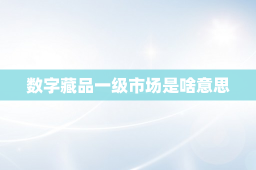 数字藏品一级市场是啥意思