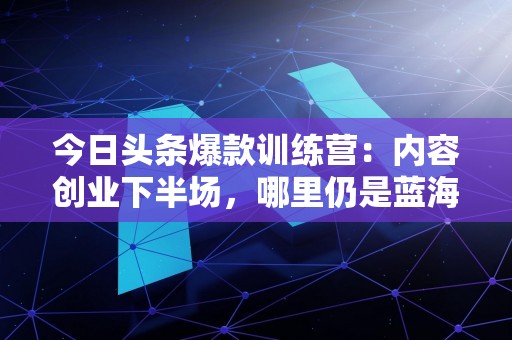 今日头条爆款训练营：内容创业下半场，哪里仍是蓝海？
