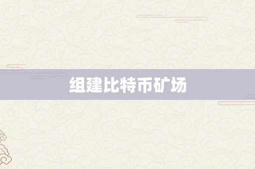 组建比特币矿场