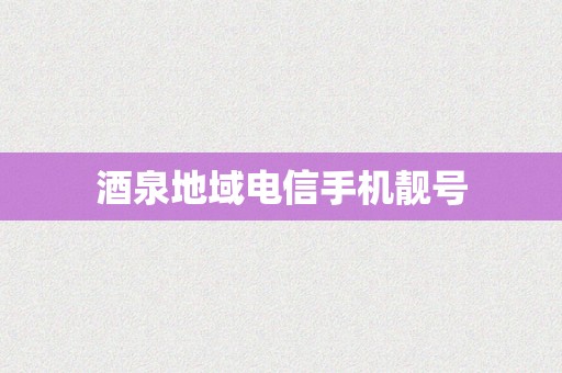 酒泉地域电信手机靓号
