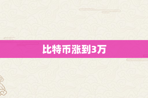 比特币涨到3万