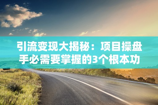 引流变现大揭秘：项目操盘手必需要掌握的3个根本功！