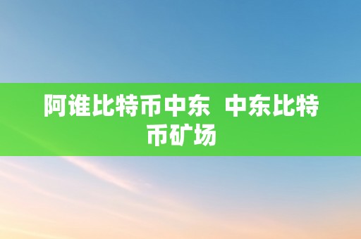 阿谁比特币中东  中东比特币矿场