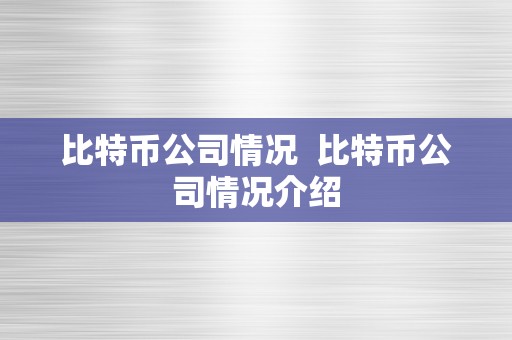 比特币公司情况  比特币公司情况介绍