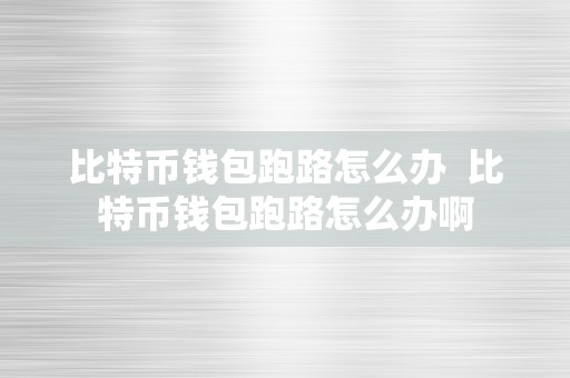 比特币钱包跑路怎么办  比特币钱包跑路怎么办啊