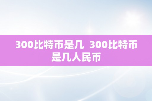 300比特币是几  300比特币是几人民币