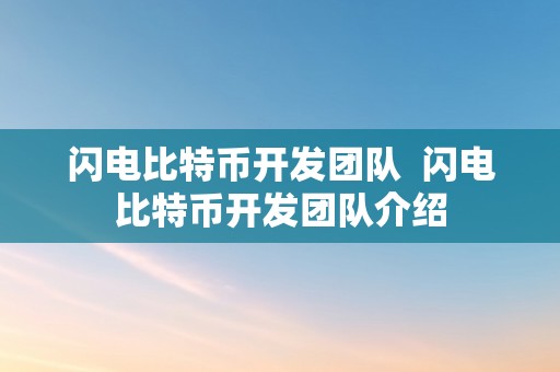 闪电比特币开发团队  闪电比特币开发团队介绍