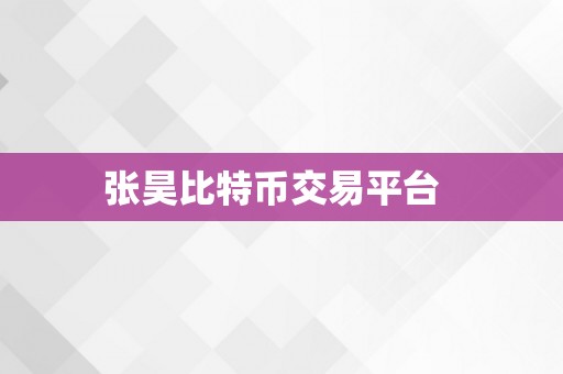 张昊比特币交易平台  