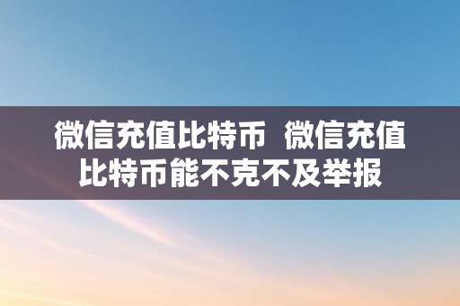 微信充值比特币  微信充值比特币能不克不及举报