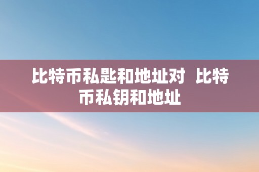 比特币私匙和地址对  比特币私钥和地址