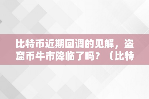 比特币近期回调的见解，盗窟币牛市降临了吗？（比特币近期回调的见解,盗窟币牛市降临了吗）