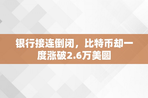 银行接连倒闭，比特币却一度涨破2.6万美圆