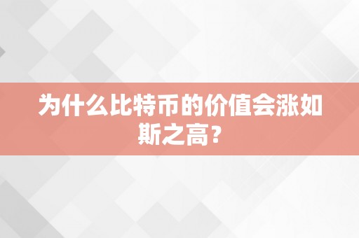 为什么比特币的价值会涨如斯之高？